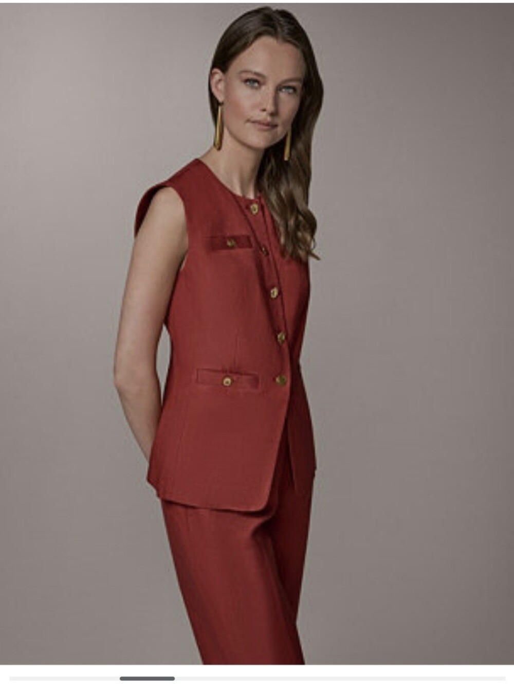Donna Karan Sunbaked Red Sleeveless Blazer Vest NWT $199